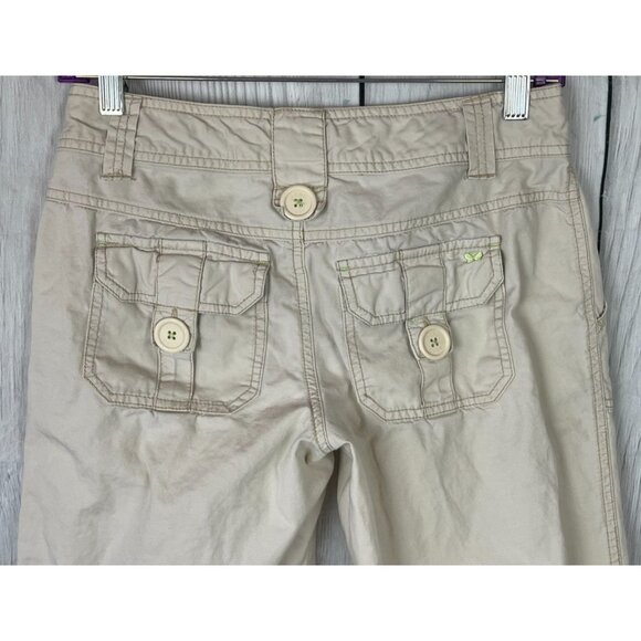 Aerapostale Size 1/2 Khaki Adjustable Length Capri Pants Button & Drawstring - Picture 6 of 8